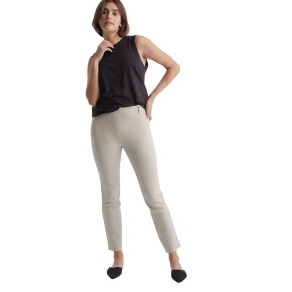 Quince Ponte Pant Ultra Stretch Straight Leg Ecru Sz M #111 - Picture 1 of 4